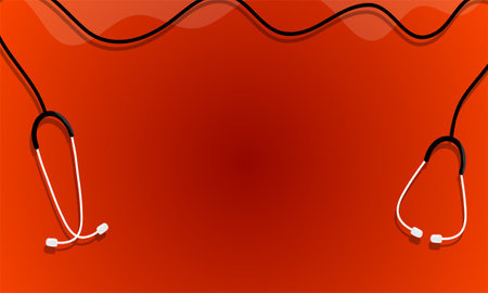 Stethoscope on red background. Vector illustration. Eps 10.のイラスト素材