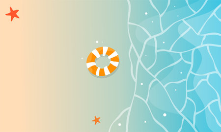 summer illustration vector day for summer time background and summer vibes, tropical beach backgroundのイラスト素材