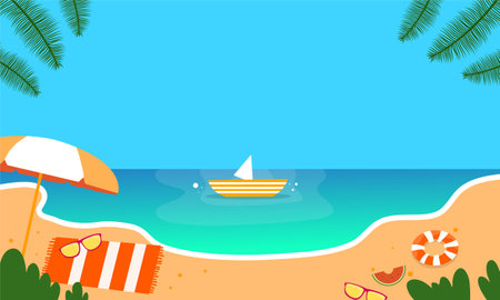 summer illustration vector day for summer time background and summer vibes&#x9;&#xD;&#xA;のイラスト素材