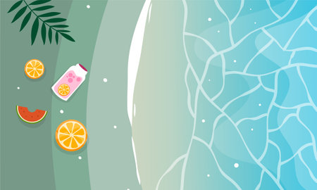 summer illustration vector day for summer time background and summer vibes, tropical beach...