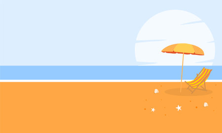 summer illustration vector day for summer time background and summer vibes, tropical beach backgroundのイラスト素材