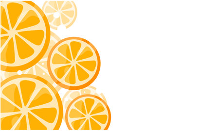 Slices of fresh orange on white background. Vector illustration.のイラスト素材