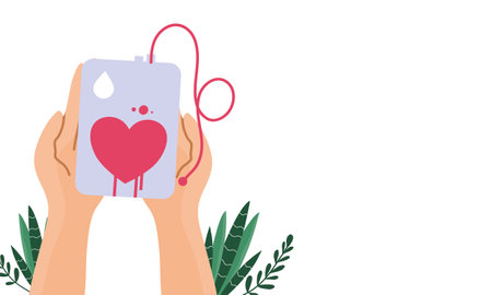 Hands holding card with heart. Vector illustration in flat style.のイラスト素材