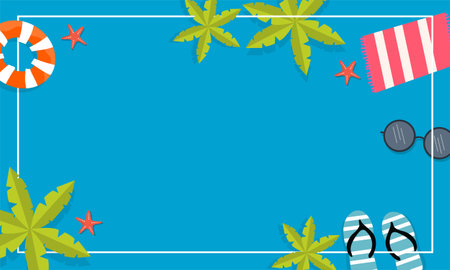 summer illustration vector day for summer time background and summer vibes, tropical beach...