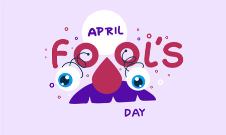 April Fools Day lettering with funny eyes. Vector illustration.のイラスト素材