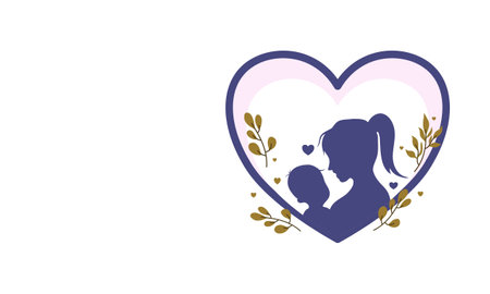 Vector illustration of a mother and child in the shape of a heartのイラスト素材