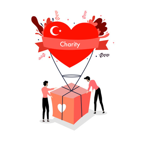 Flat design vector illustration concept of charity, donation, charity, help.のイラスト素材