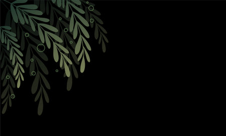 Background with green leaves on black background. Vector illustration. EPS 10のイラスト素材