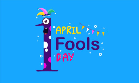 April Fools Day Greeting Card Flat Vector Illustration.のイラスト素材