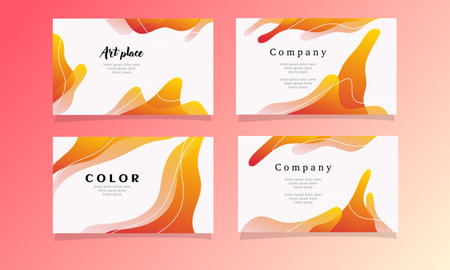 Set of modern abstract business card templates. Colorful wave design. Vector illustrationのイラスト素材