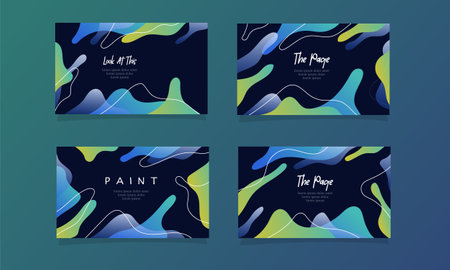 Set of business card templates with wavy abstract background. Vector illustrationのイラスト素材