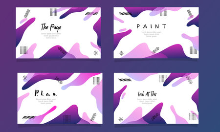 Set of modern abstract cover design templates in purple, pink and black colorsのイラスト素材