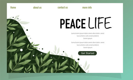 Vector web page design template with place for your text and green leavesのイラスト素材