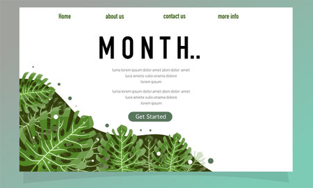 Vector landing page template with monstera leaves and place for your text.のイラスト素材