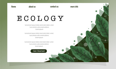 Eco Friendly Website Template with Green Leaves. Vector Illustration.のイラスト素材