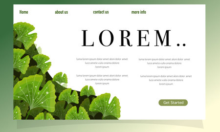Website Template with Green Leaves. Vector Illustration for Your Business.のイラスト素材