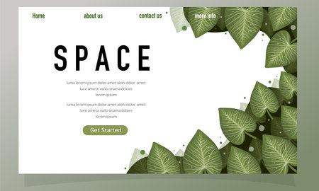Spa landing page template with green leaves. Flat vector illustration.のイラスト素材