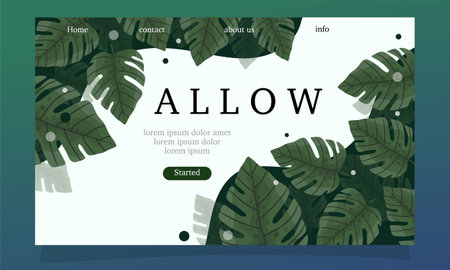 Flat design website template with monstera leaves. Vector illustration.のイラスト素材