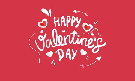 Valentine's day greeting card with lettering. Vector illustration.のイラスト素材
