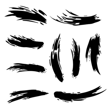 Vector set of grunge brush strokes. Black and white design elements.のイラスト素材