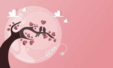 Valentine's day background with hearts and tree. Vector illustration.のイラスト素材