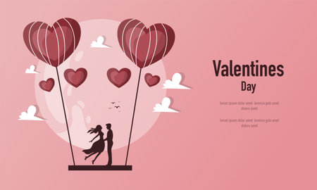 Valentines day greeting card with couple in love. Vector illustrationのイラスト素材