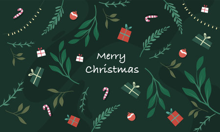 Merry Christmas and Happy New Year Greeting Card. Vector Illustrationのイラスト素材