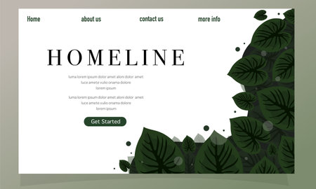 Landing page template with green leaves. Vector illustration for web design.のイラスト素材