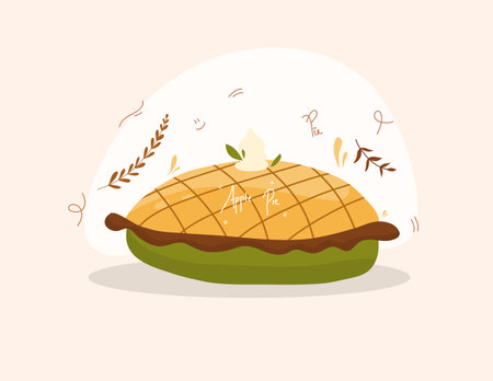 Illustration of a pie with cream. Vector illustration in flat styleのイラスト素材