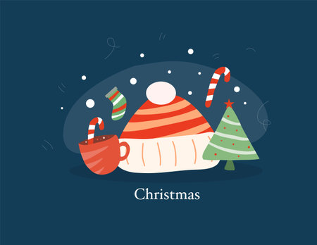 Christmas and New Year vector illustration. Flat design style. Vector illustration.のイラスト素材