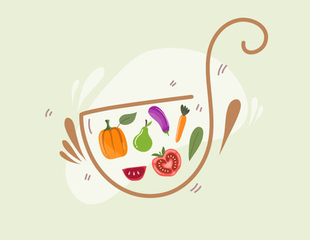 Vegetable salad in a bowl on a light background. Vector illustrationのイラスト素材