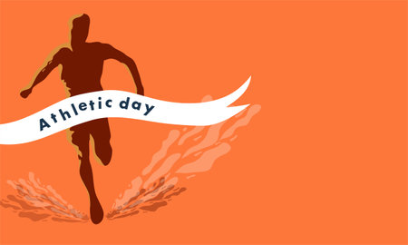 energetic background design for Athlete Day, featuring silhouettes of runners and athletes in motionのイラスト素材