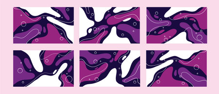 Set of abstract backgrounds in purple and violet colors. Vector illustration.のイラスト素材