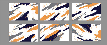 Set of abstract creative universal card templates. Hand Drawn textures. Can be used for wallpaper, pattern fills, web page background,surface textures.のイラスト素材