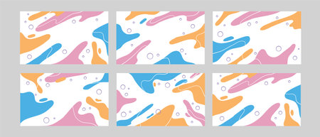 Set of trendy social media post templates with hand drawn abstract shapes.のイラスト素材