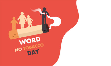A conceptual illustration vector for World No Tobacco Day, powerful stop smoking message. This artwork emphasizes the harmful effects of smoking and promotes awareness about quitting tobacco for better health. Ideal for campaigns, health awareness materials, and anti-smoking postersのイラスト素材