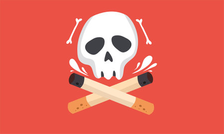 A conceptual illustration vector for World No Tobacco Day, powerful stop smoking message. This artwork emphasizes the harmful effects of smoking and promotes awareness about quitting tobacco for better health. Ideal for campaigns, health awareness materials, and anti-smoking postersのイラスト素材