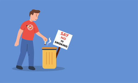 A conceptual illustration vector for World No Tobacco Day, powerful stop smoking message. This artwork emphasizes the harmful effects of smoking and promotes awareness about quitting tobacco for better health. Ideal for campaigns, health awareness materials, and anti-smoking postersのイラスト素材