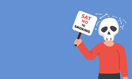 A conceptual illustration vector for World No Tobacco Day, powerful stop smoking message. This artwork emphasizes the harmful effects of smoking and promotes awareness about quitting tobacco for better health. Ideal for campaigns, health awareness materials, and anti-smoking postersのイラスト素材