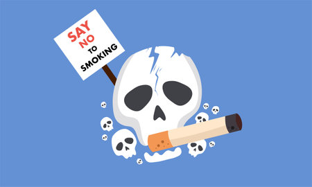 A conceptual illustration vector for World No Tobacco Day, powerful stop smoking message. This artwork emphasizes the harmful effects of smoking and promotes awareness about quitting tobacco for better health. Ideal for campaigns, health awareness materials, and anti-smoking postersのイラスト素材