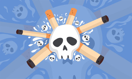A conceptual illustration vector for World No Tobacco Day, powerful stop smoking message. This artwork emphasizes the harmful effects of smoking and promotes awareness about quitting tobacco for better health. Ideal for campaigns, health awareness materials, and anti-smoking postersのイラスト素材