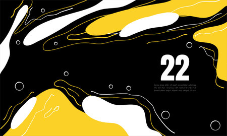 Abstract background with yellow and black liquid shapes. Vector Illustration.のイラスト素材