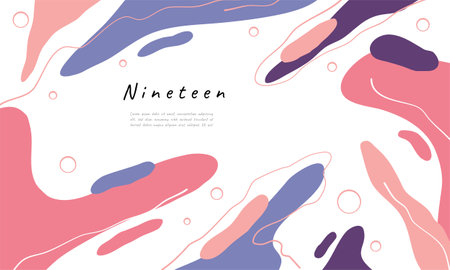 Abstract vector background with liquid shapes in pink, blue and beige colorsのイラスト素材