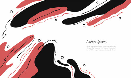 Abstract background with red, black and white liquid shapes. Vector illustration.のイラスト素材