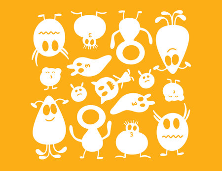 funny monsters icons over yellow background. vector illustration eps10のイラスト素材