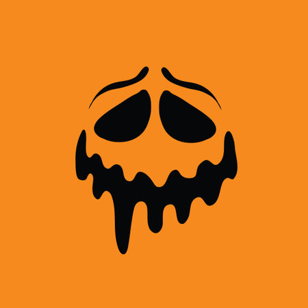 Halloween skull icon. Orange background with black. Vector illustration.のイラスト素材