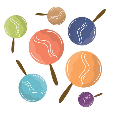 Cute hand drawn colorful lollipops. Vector illustration.のイラスト素材