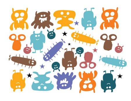 Set of cute monsters on white background. Vector illustration for your designのイラスト素材