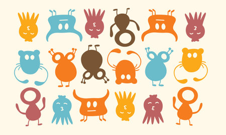 Cute monsters collection. Colorful vector illustration in cartoon style.のイラスト素材