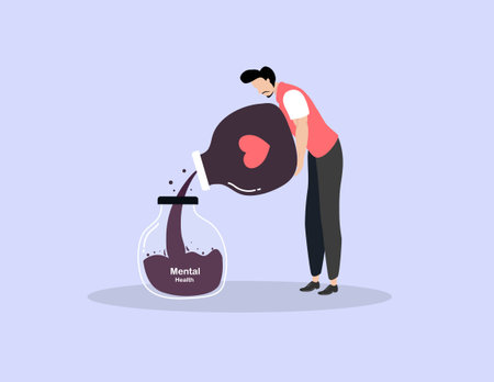 mental health illustration vector design for mental health day eventのイラスト素材